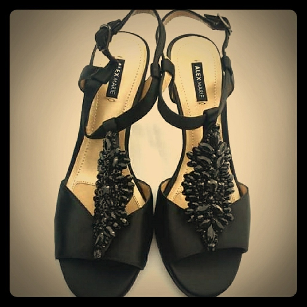 Alex Marie 6.5M Women's Black Ankle Strap Heels